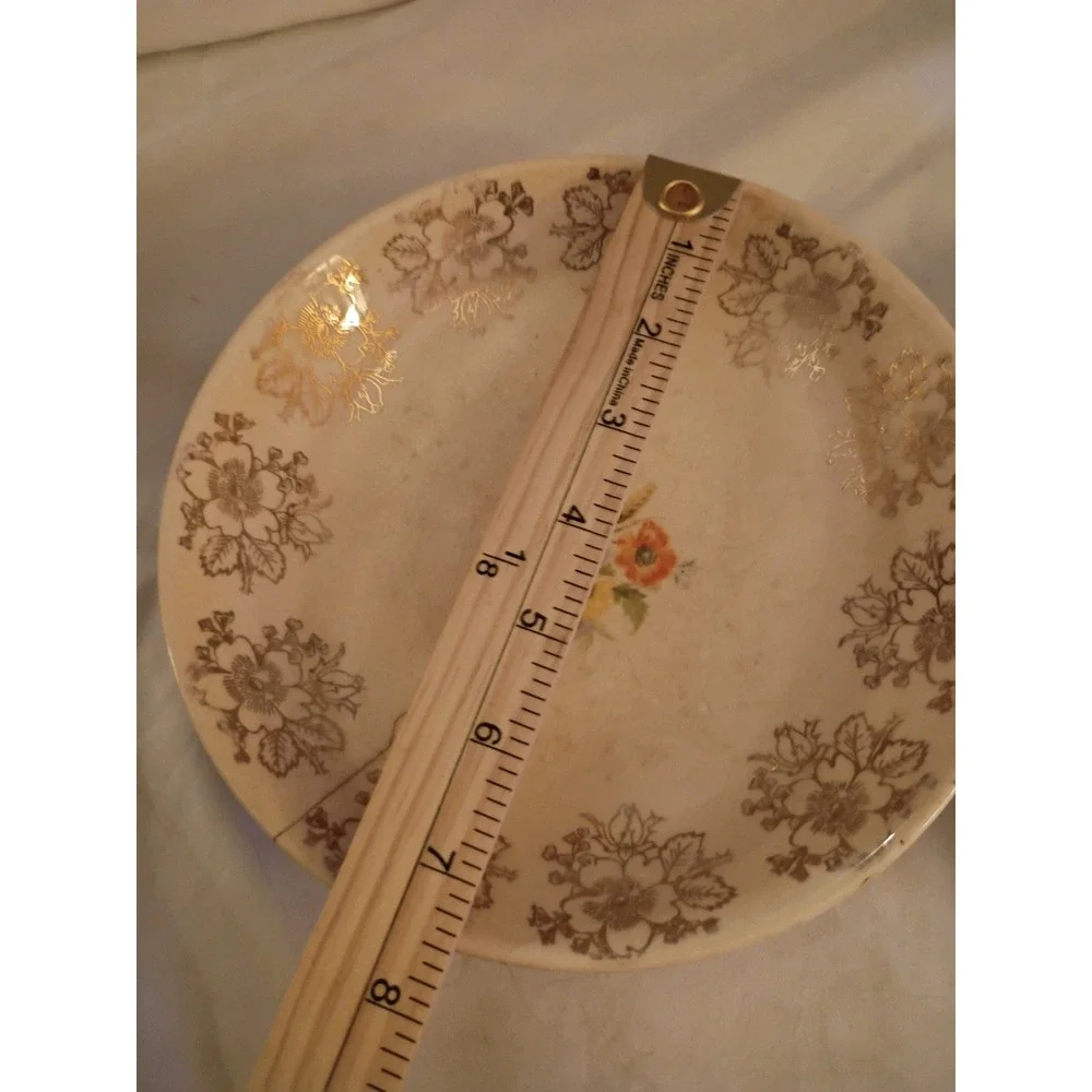 Vintage French Saxon China 22KT Gold Floral Bowls Set of 2 Union Made USA 6.25in